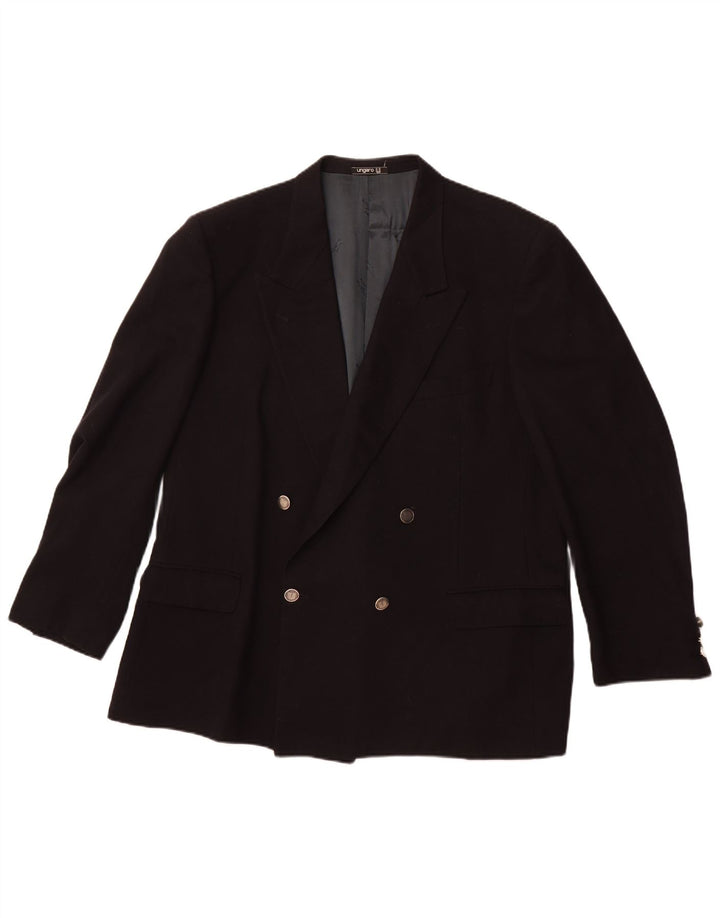Jaqueta blazer masculina UNGARO com peito duplo Reino Unido 40 grande azul marinho