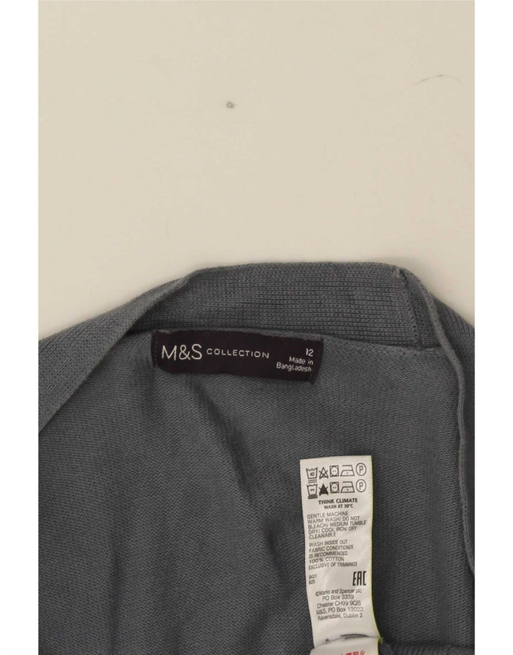 Suéter cardigã aberto feminino Marks & Spencer Reino Unido 12 algodão cinza médio