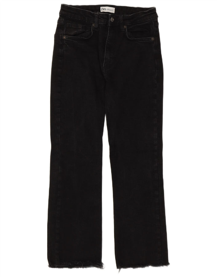 Calça jeans reta feminina Zara EU 38 pequena W28 L25 algodão preto