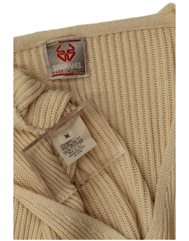 Suéter cardigã feminino grande Stefanel Reino Unido 14 viscose bege médio