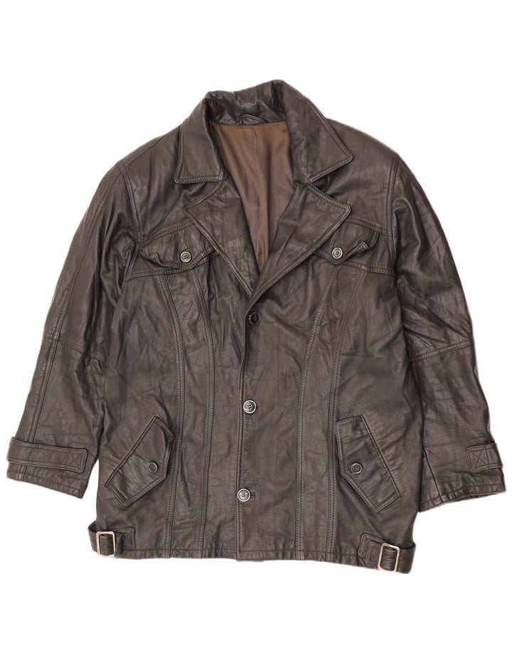 Jaqueta de couro masculina vintage IT 56 3XL couro preto