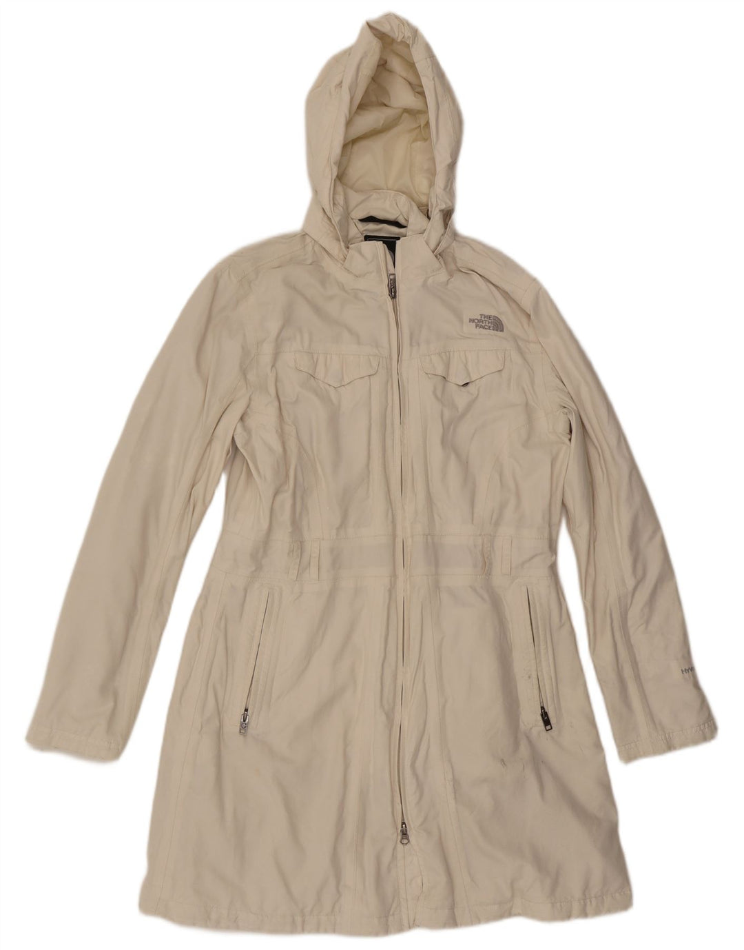 Sobretudo feminino com capuz THE NORTH FACE Reino Unido 14 grande nylon branco