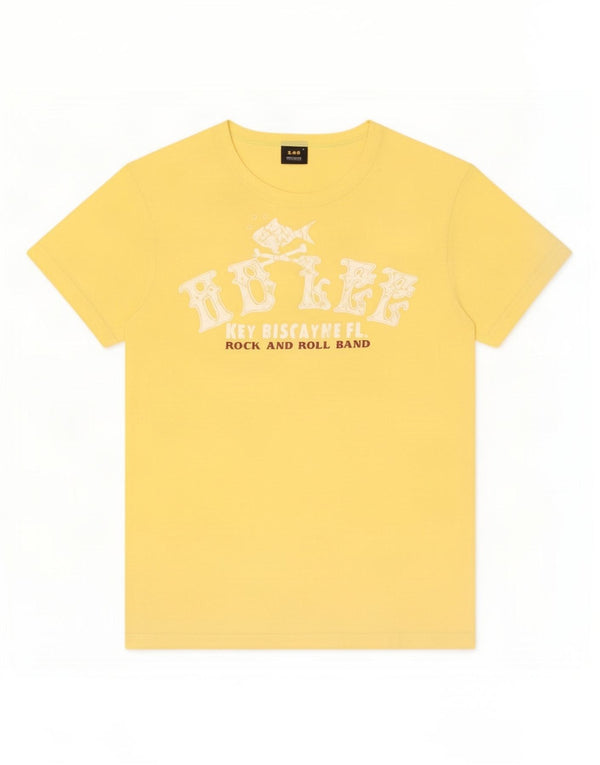 Camiseta feminina Lee com estampa gráfica UK 12 algodão amarelo médio