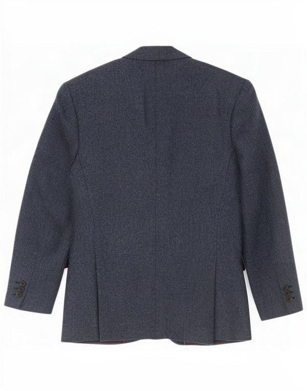 Jaqueta blazer masculina vintage de 2 botões Reino Unido 40 grande lã manchada azul