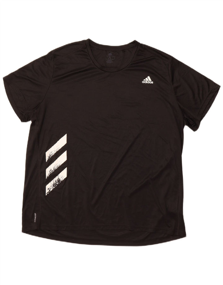 ADIDAS Mens Running T-Shirt Top 2XL Preto Poliéster Esportes