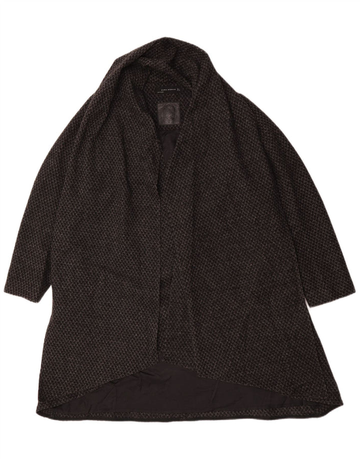Sobretudo aberto feminino Zara UK 16 grande lã cinza