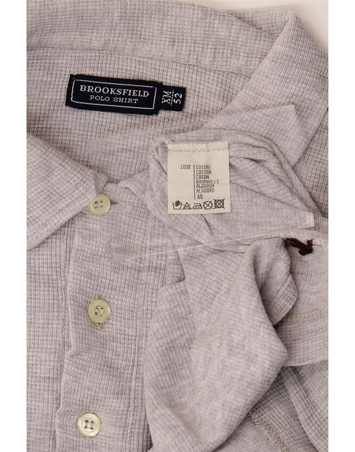 Camisa polo masculina BROOKSFIELD IT 52 grande algodão manchado cinza