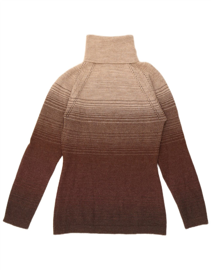 Suéter feminino Sportmax com gola redonda Reino Unido 12 listrado marrom médio