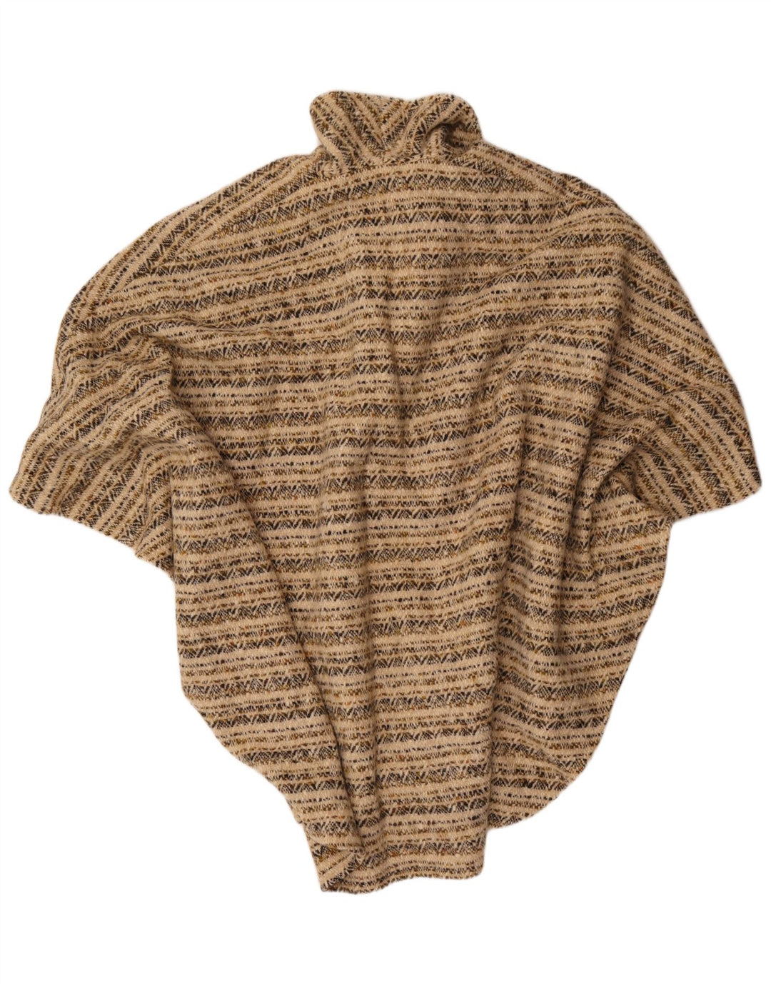 Suéter feminino vintage poncho cardigã tamanho único bege geométrico