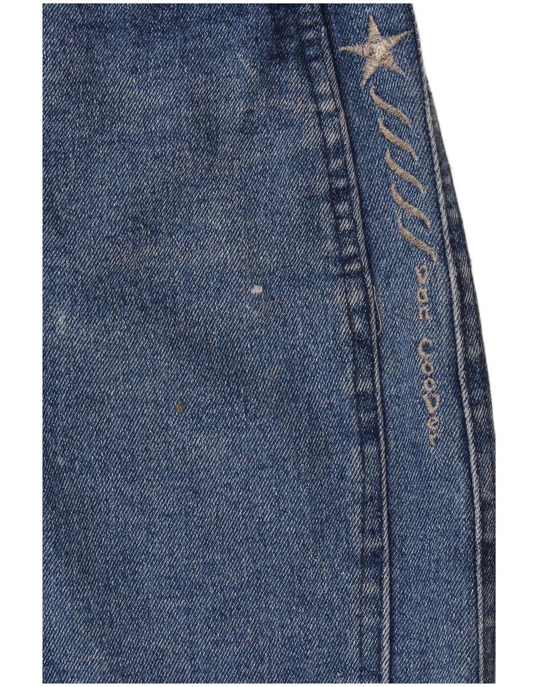 Mini saia jeans feminina vintage IT 46 grande W32 algodão azul