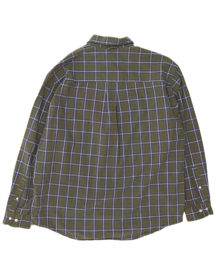 Camisa masculina de flanela de ajuste regular Eddie Bauer, algodão xadrez cáqui grande