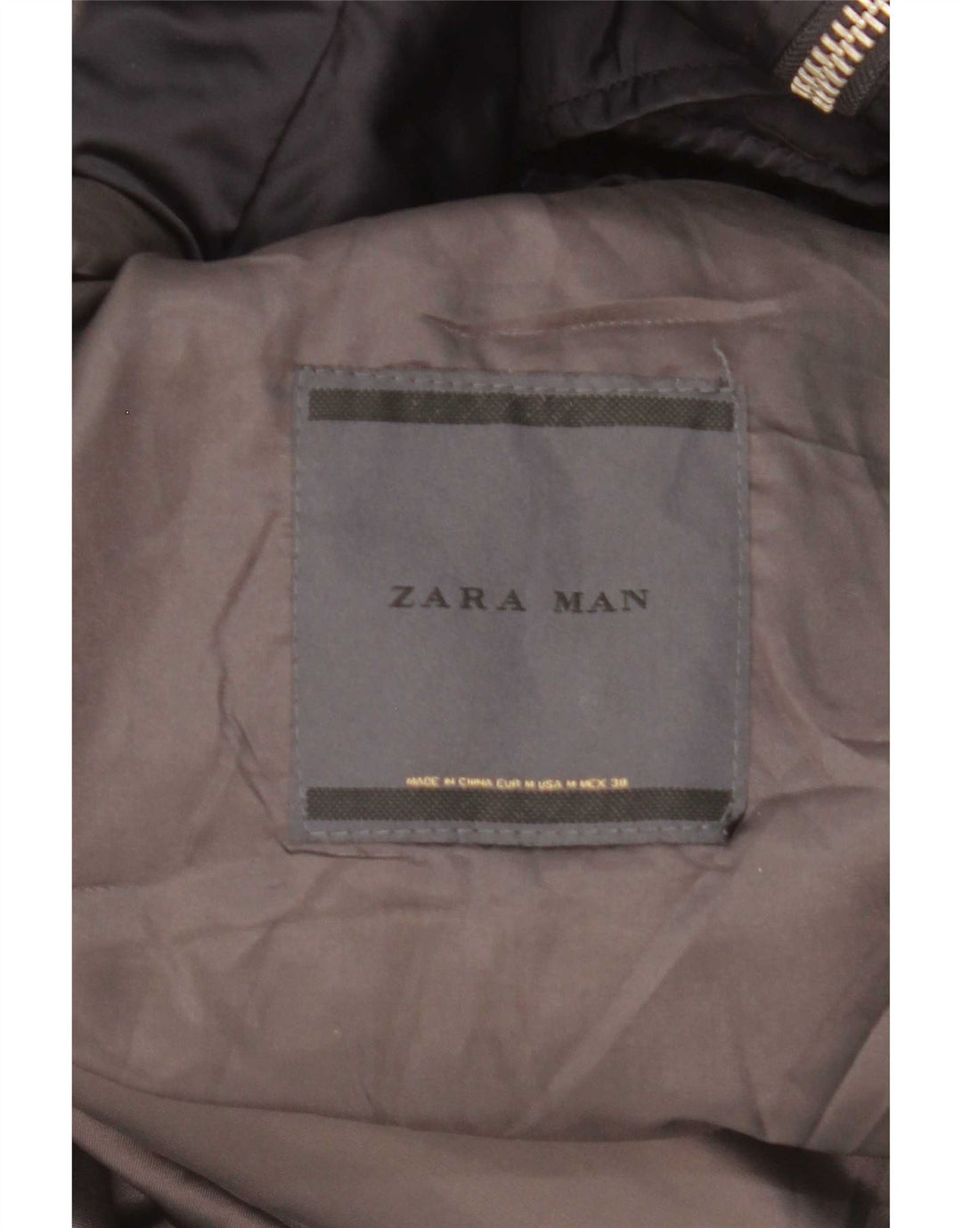 Casaco acolchoado com capuz masculino Zara UK 38 poliéster azul marinho médio