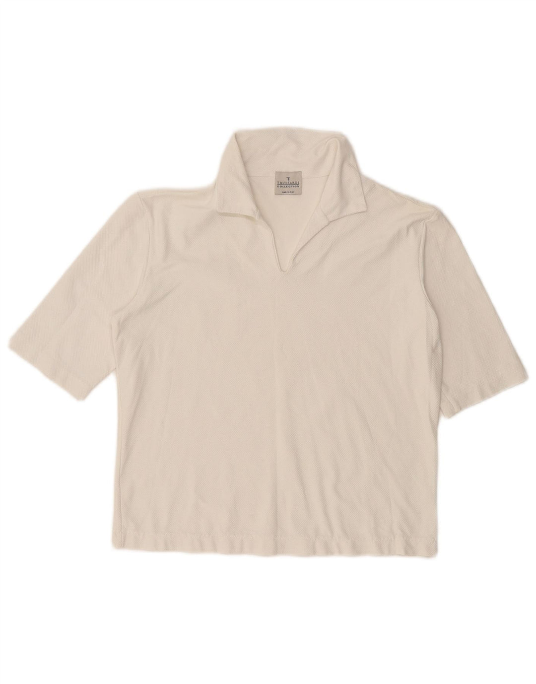 Camisa polo feminina TRUSSARDI UK 12 médio branco poliamida