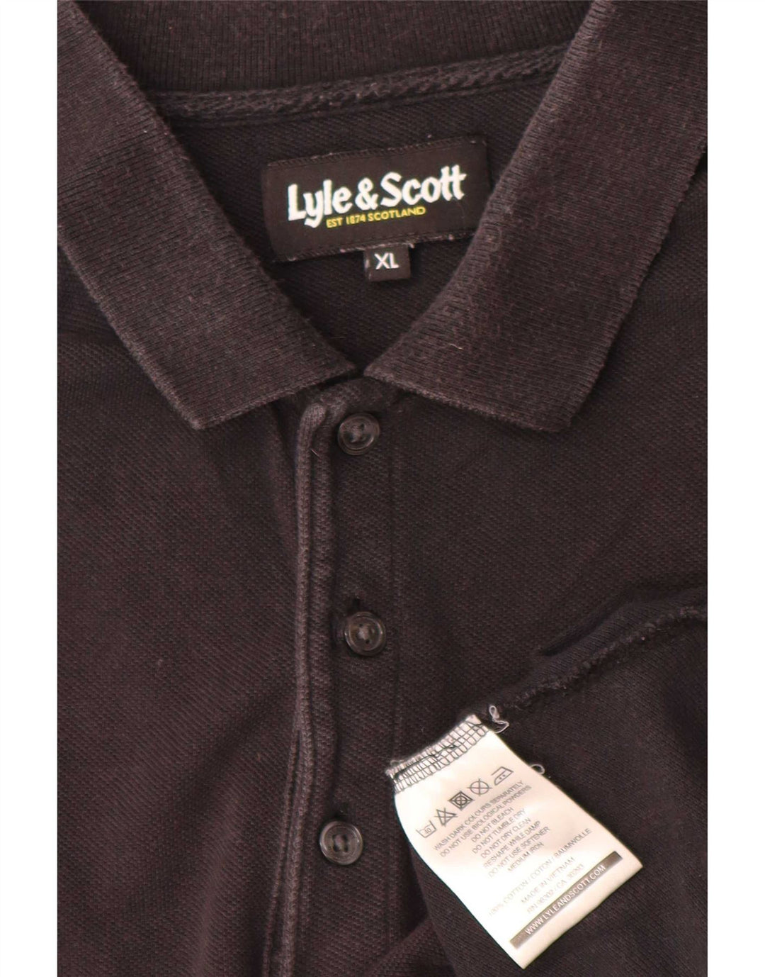 Camisa polo masculina Lyle & Scott XL de algodão preto