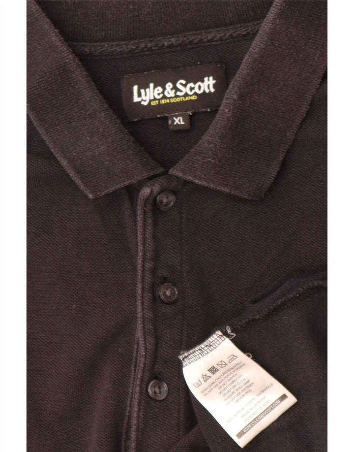 Camisa polo masculina Lyle & Scott XL de algodão preto