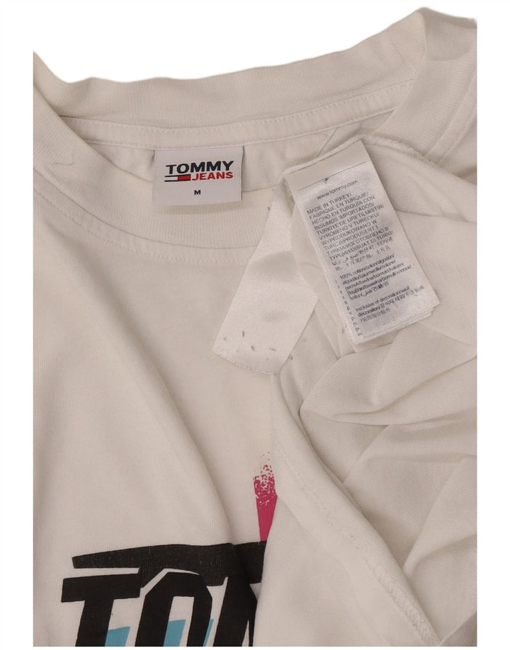 Tommy Hilfiger Camiseta masculina gráfica Top médio algodão branco