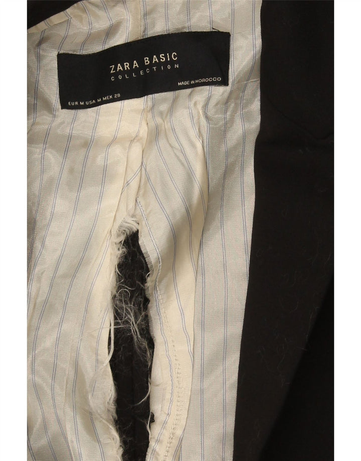 Jaqueta blazer feminina ZARA com 1 botão Reino Unido 12 algodão preto médio