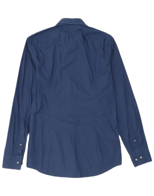 Camisa masculina slim fit HUGO BOSS tamanho 38 15 algodão azul marinho médio