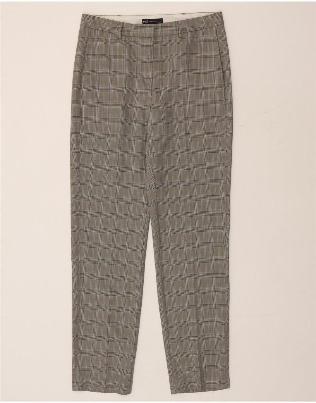 Calça Chino Feminina Marks & Spencer Reino Unido 12 Médio W32 L33 Cinza Houndstooth