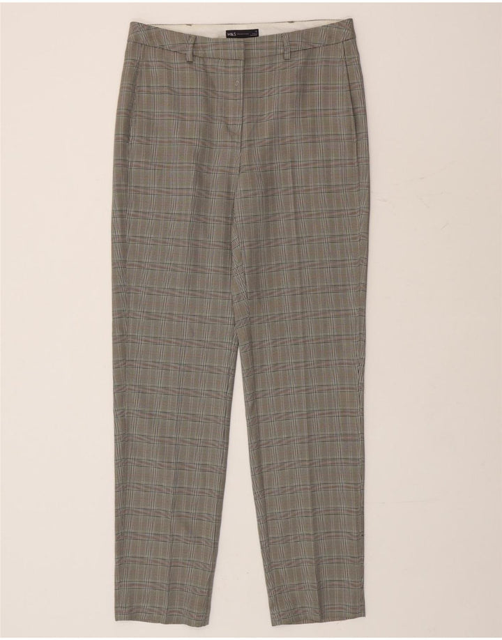 Calça Chino Feminina Marks & Spencer Reino Unido 12 Médio W32 L33 Cinza Houndstooth