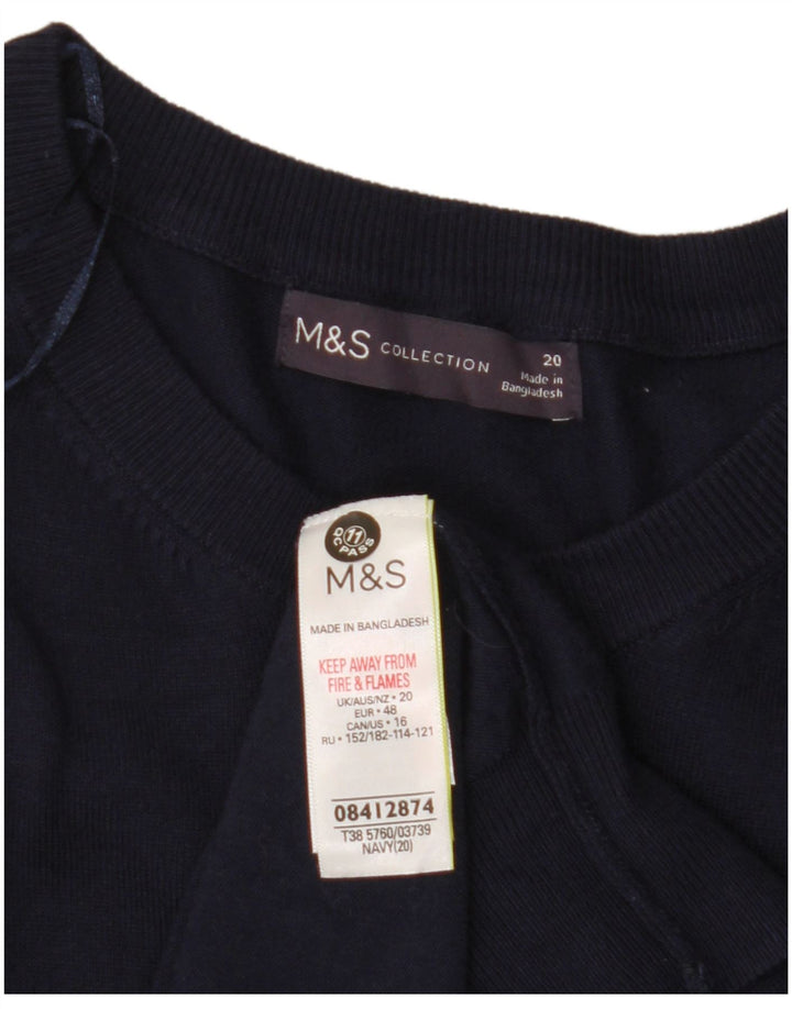 Suéter cardigã feminino MARKS & SPENCER UK 20 2XL azul marinho viscose