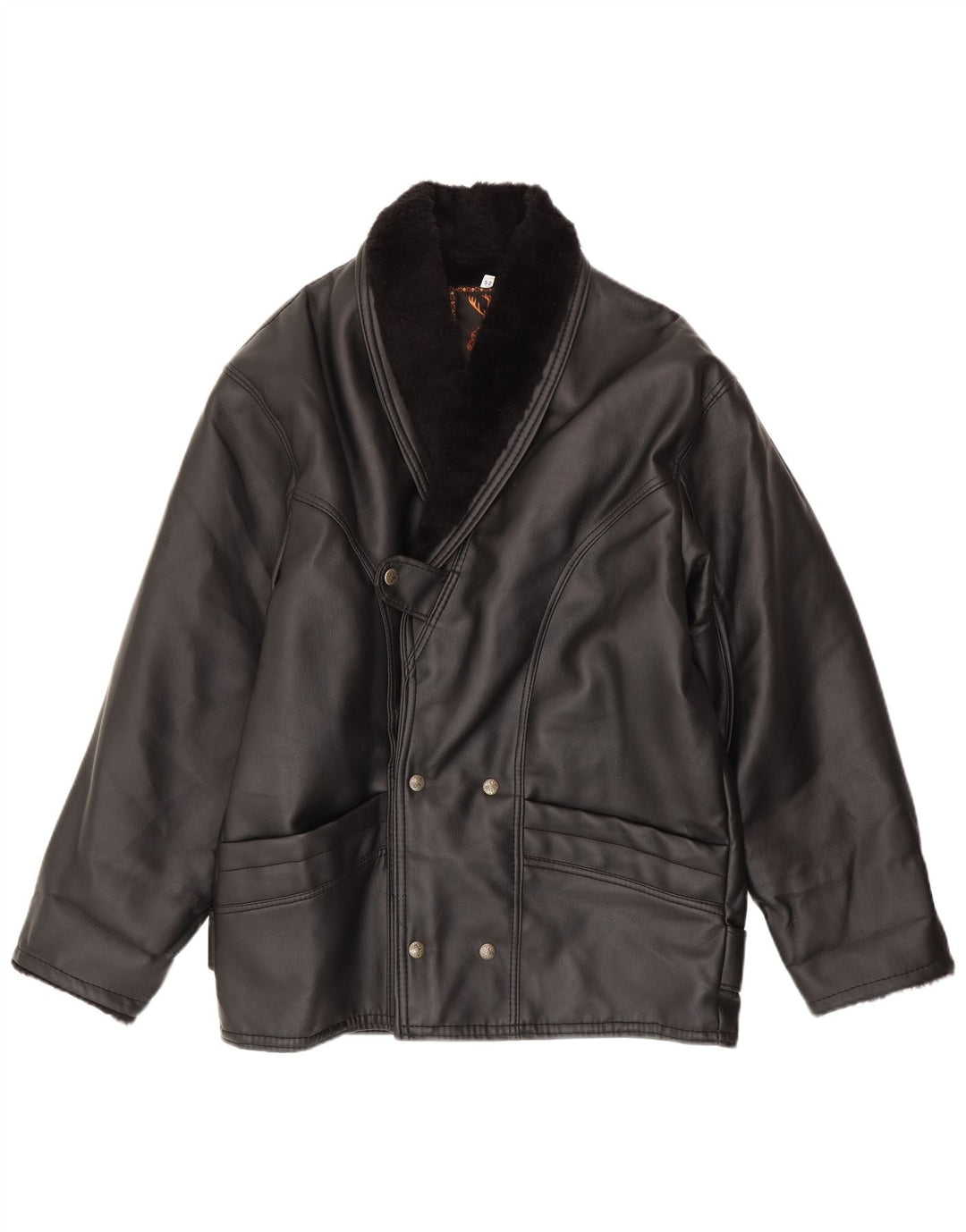 Jaqueta masculina vintage de shearling IT 52 XL preta shearling