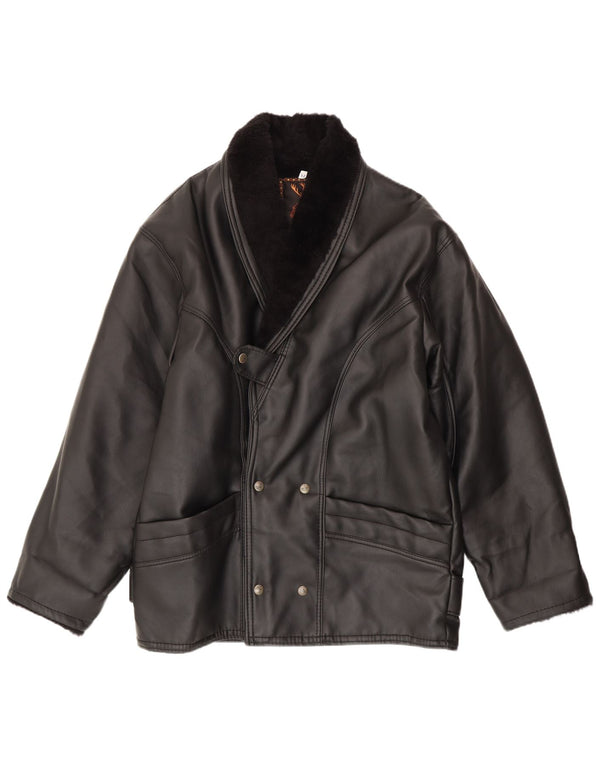 Jaqueta masculina vintage de shearling IT 52 XL preta shearling