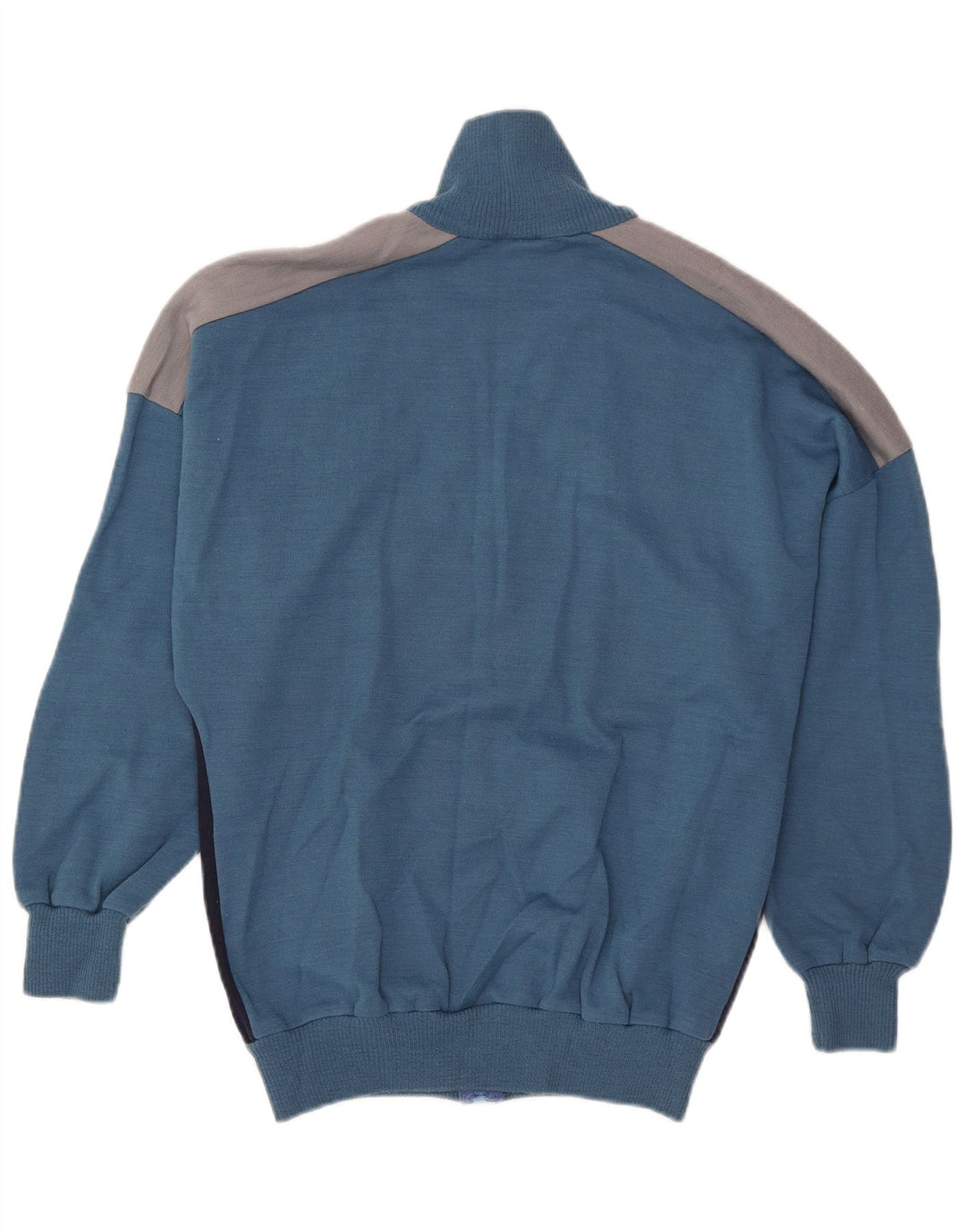 Jaqueta de treino masculina vintage UK 42 grande bloco colorido azul