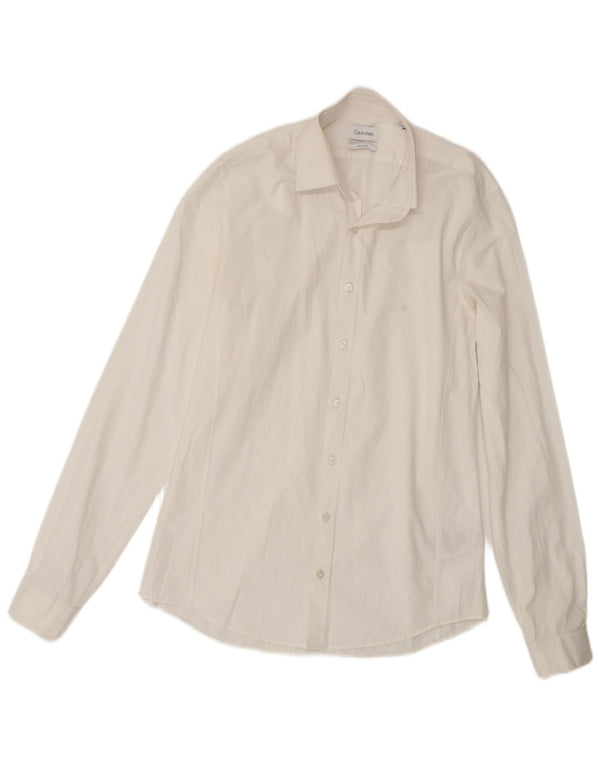 Camisa masculina Calvin Klein Slim Fit tamanho 38 15 algodão branco médio