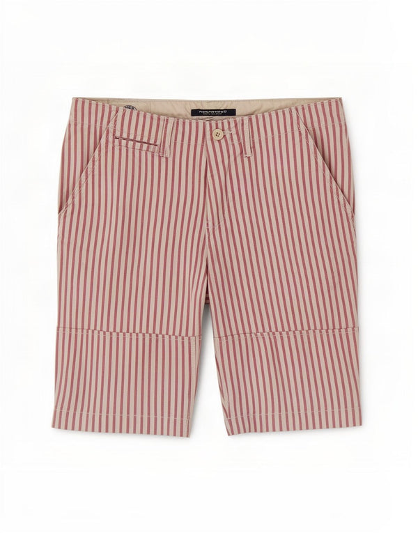 Neil Pryde Mens Chino Shorts Médio W32 Algodão Listrado Vermelho