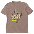 Camiseta gráfica masculina Jack & Jones algodão cinza médio
