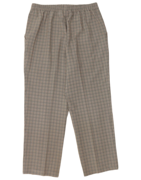 Calça casual feminina Marks & Spencer UK 14 grande W32 L26 xadrez preta