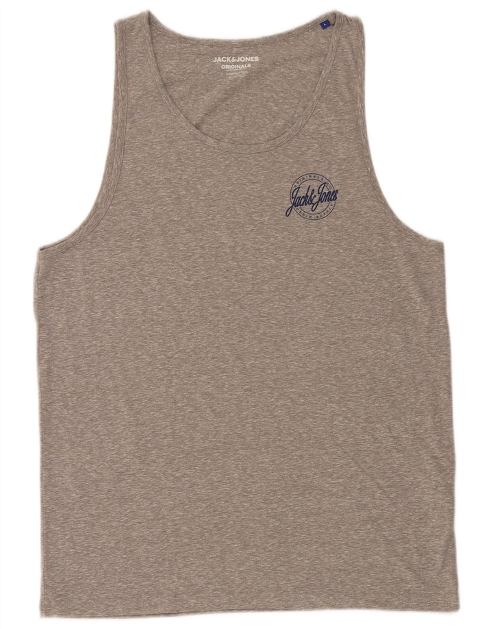 Camiseta masculina Jack & Jones grande poliéster manchado cinza