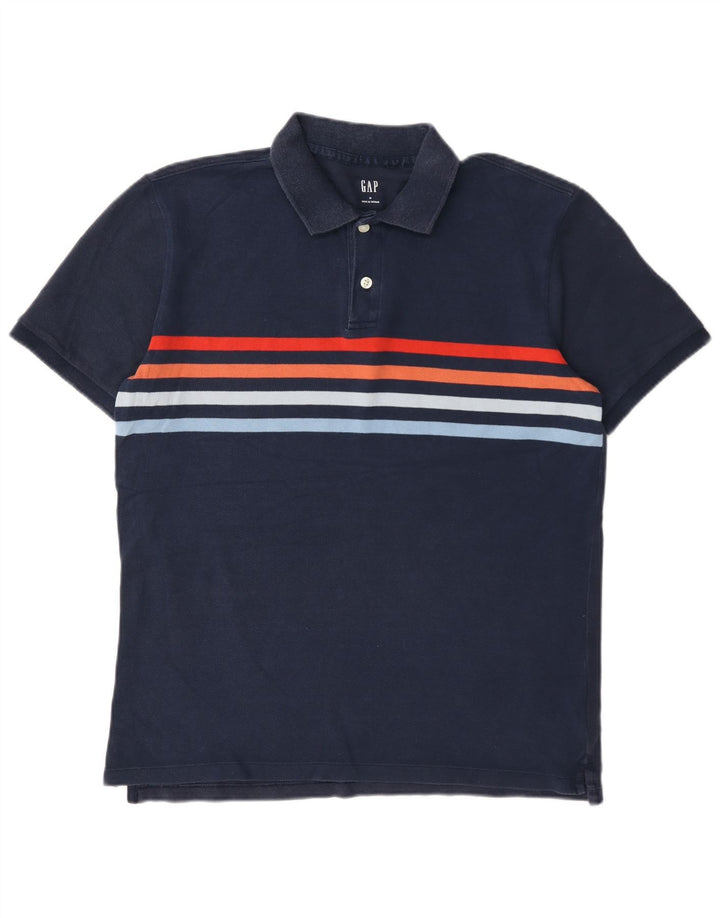 Camisa polo masculina Gap média listrada azul marinho de algodão