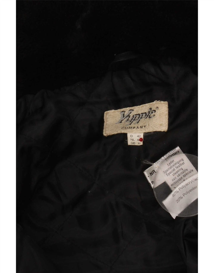 Yuppie casaco feminino de camurça oversized Reino Unido 16 grande preto geométrico
