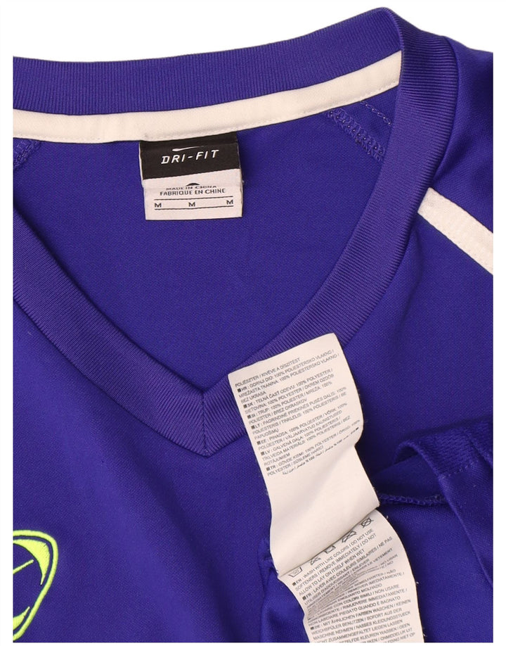 Camiseta masculina Nike Dri Fit Top médio azul colorblock poliéster