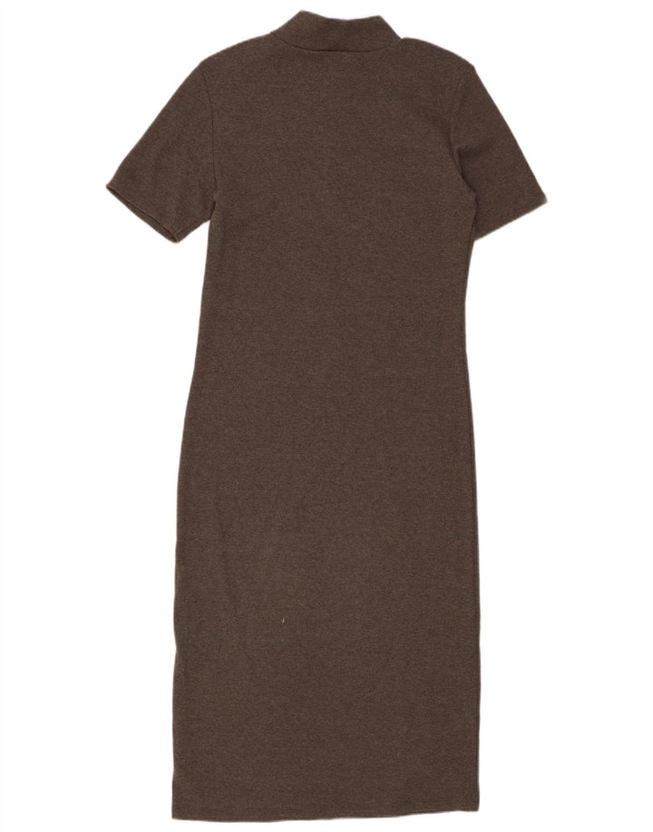 Vestido bodycon feminino de mangas curtas Zara Reino Unido 14 grande poliéster cinza