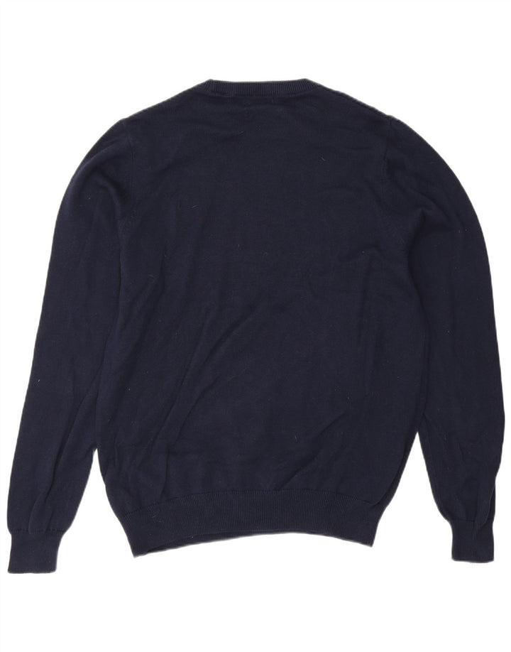 Suéter masculino MARKS & SPENCER com gola redonda, grande algodão azul marinho