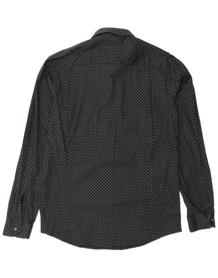 Camisa masculina DKNY Slim Fit média preta manchada