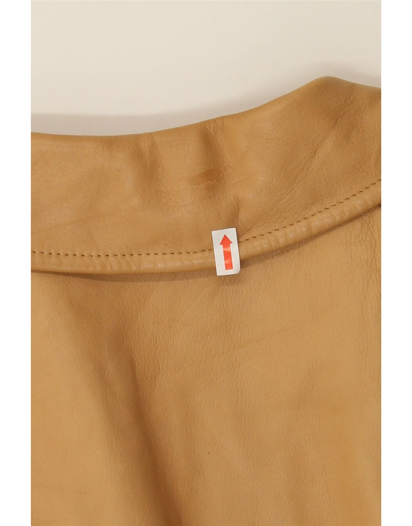 SALVATORE FERRAGAMO Womens Leather Coat UK 12 Medium Beige Leather Vintage Salvatore Ferragamo and Second-Hand Salvatore Ferragamo from Messina Hembry 