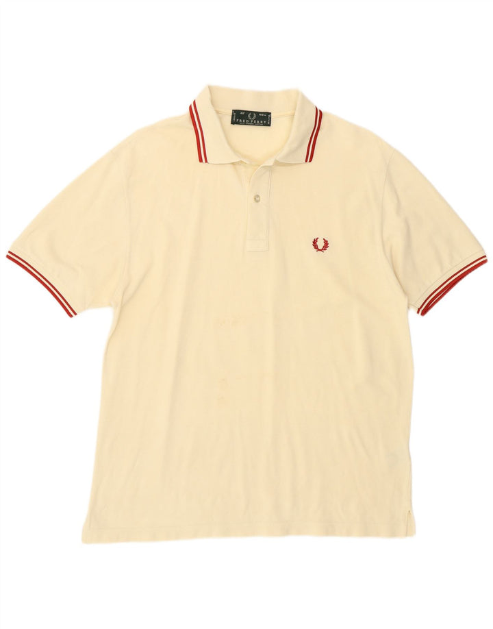 Camisa polo masculina Fred Perry pequena de algodão branco