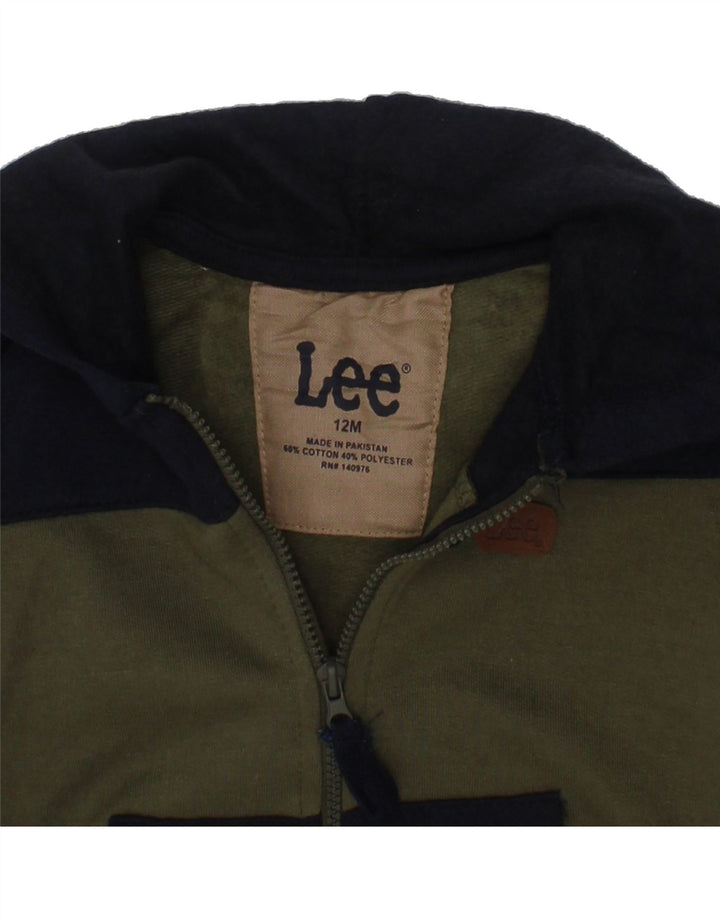 LEE Baby Boys Hoodie Jumper 9-12 Months Khaki Colourblock Cotton Vintage Lee and Second-Hand Lee from Messina Hembry 