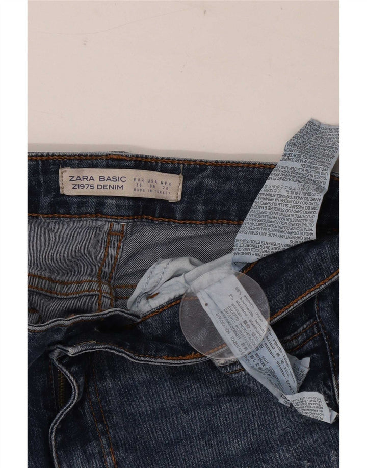 Zara Jeans feminino slim desgastado UE 38 pequeno W28 L27 algodão azul