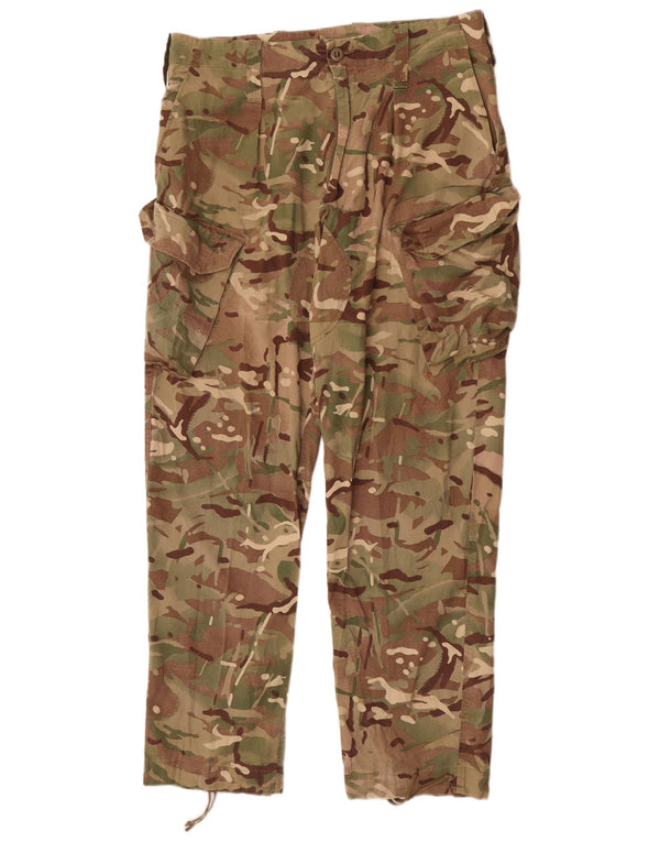 Calça cargo reta masculina vintage W36 L32 algodão camuflado cáqui
