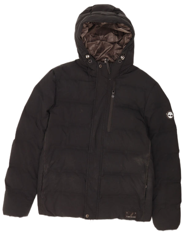 Jaqueta acolchoada com capuz masculina Timberland UK 38 poliéster preto médio