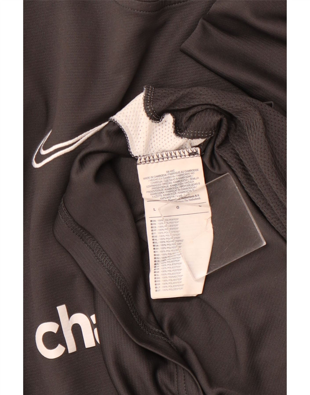 Camiseta gráfica masculina NIKE Top grande cinza colorblock poliéster