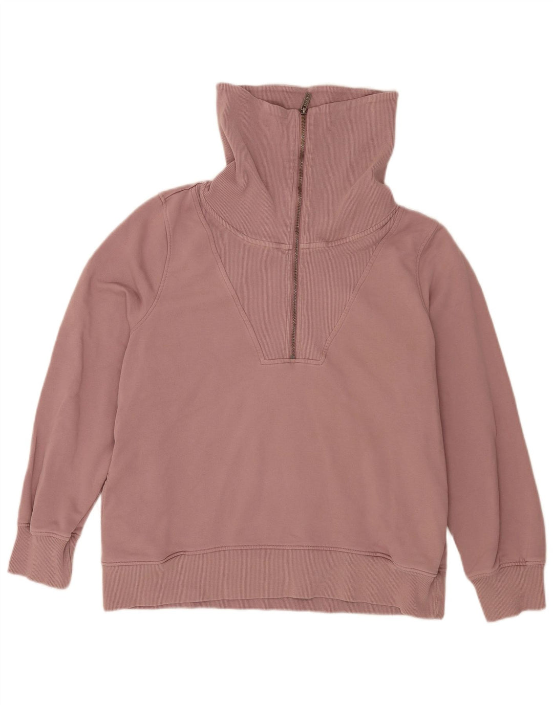 Suéter feminino Fat Face com zíper e gola grande, Reino Unido 16, grande, rosa