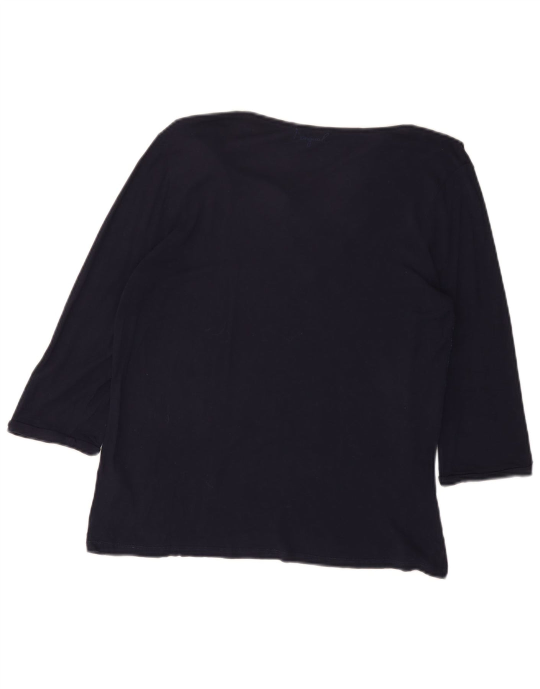 DESIGUAL Top gráfico feminino manga 3/4 UK 20 2XL azul marinho viscose floral
