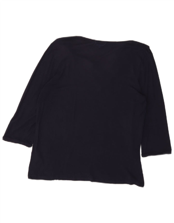 DESIGUAL Top gráfico feminino manga 3/4 UK 20 2XL azul marinho viscose floral