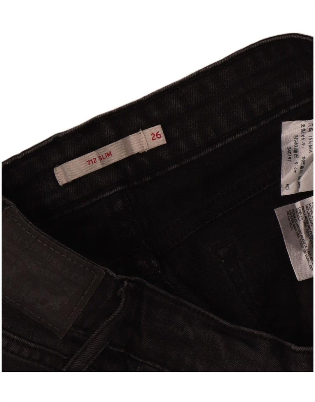 Calça jeans feminina Levi's 712 Slim W26 L29 algodão preto